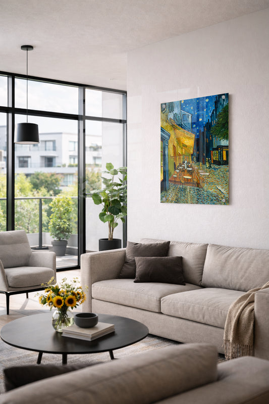van gogh café terrace at night terras bij nacht plexiglass acrylic glass artwork wallart print on a wall