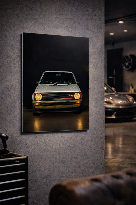 vw golf mk1 gti dibond metal wallart print in a mancave