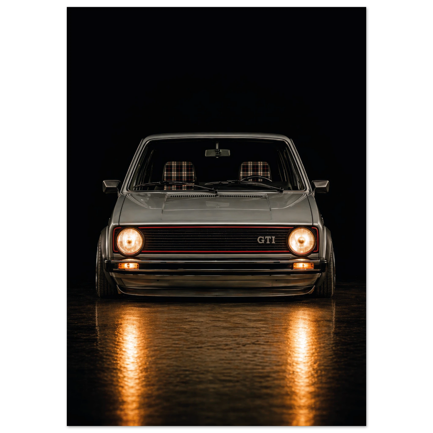 vw golf mk1 gti dibond metal wall art print mancave garage decor