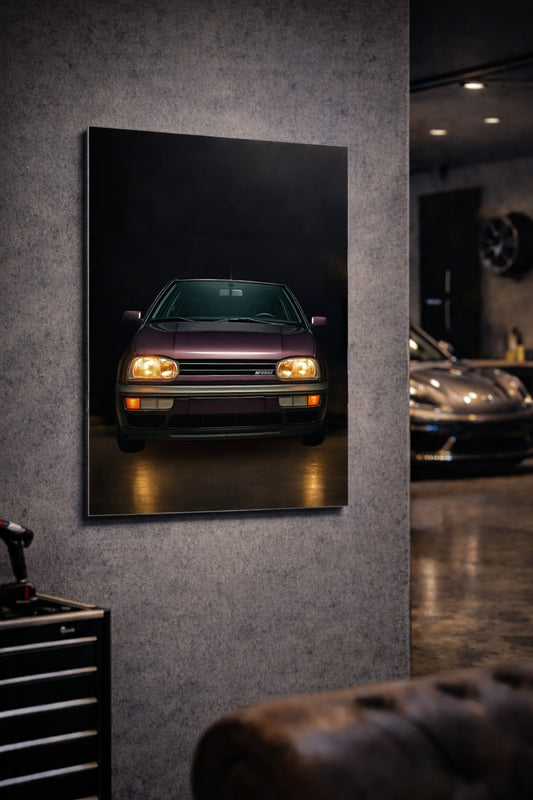 vw golf mk3 vr6 dibond metal wallart print in a mancave