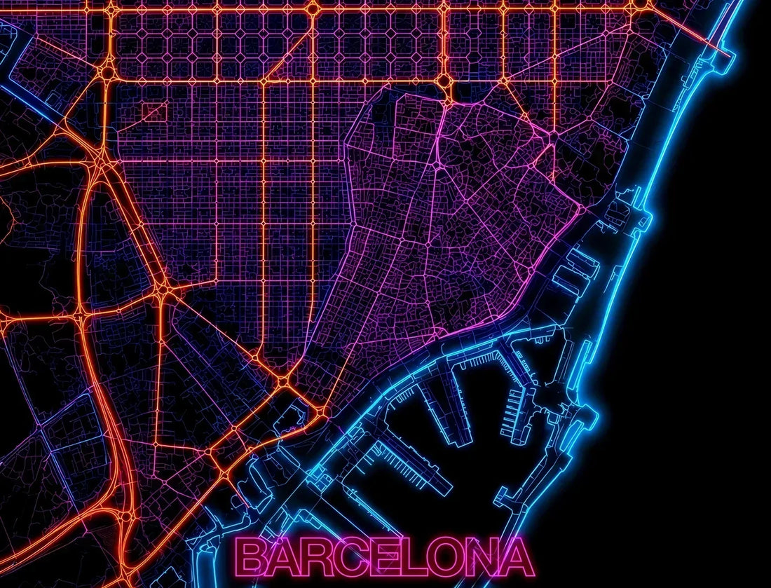 Barcelona Wall Art: The City Mapped in Neon