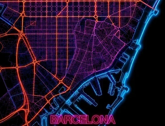 Barcelona Wall Art: The City Mapped in Neon