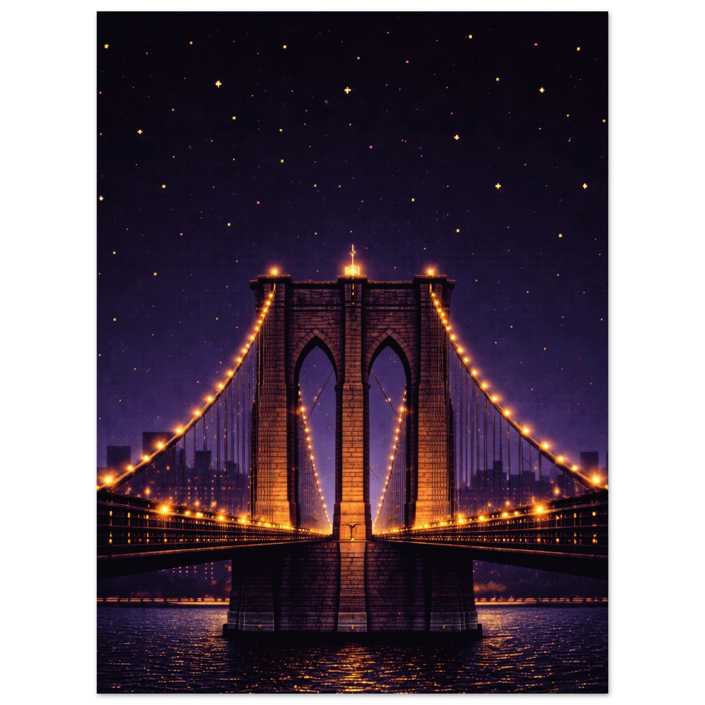new york brooklyn bridge pixel pulse metal art dibond print wallart