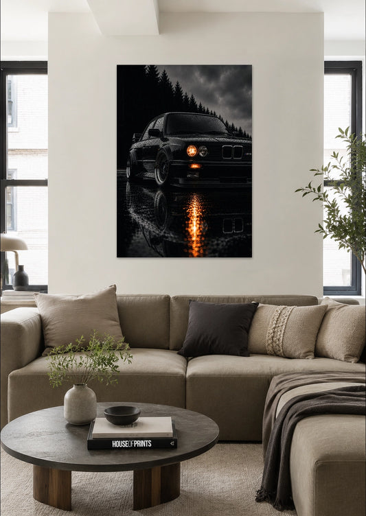The Boxy Legend — Midnight Rain Noir Icons | Metal Wall Art