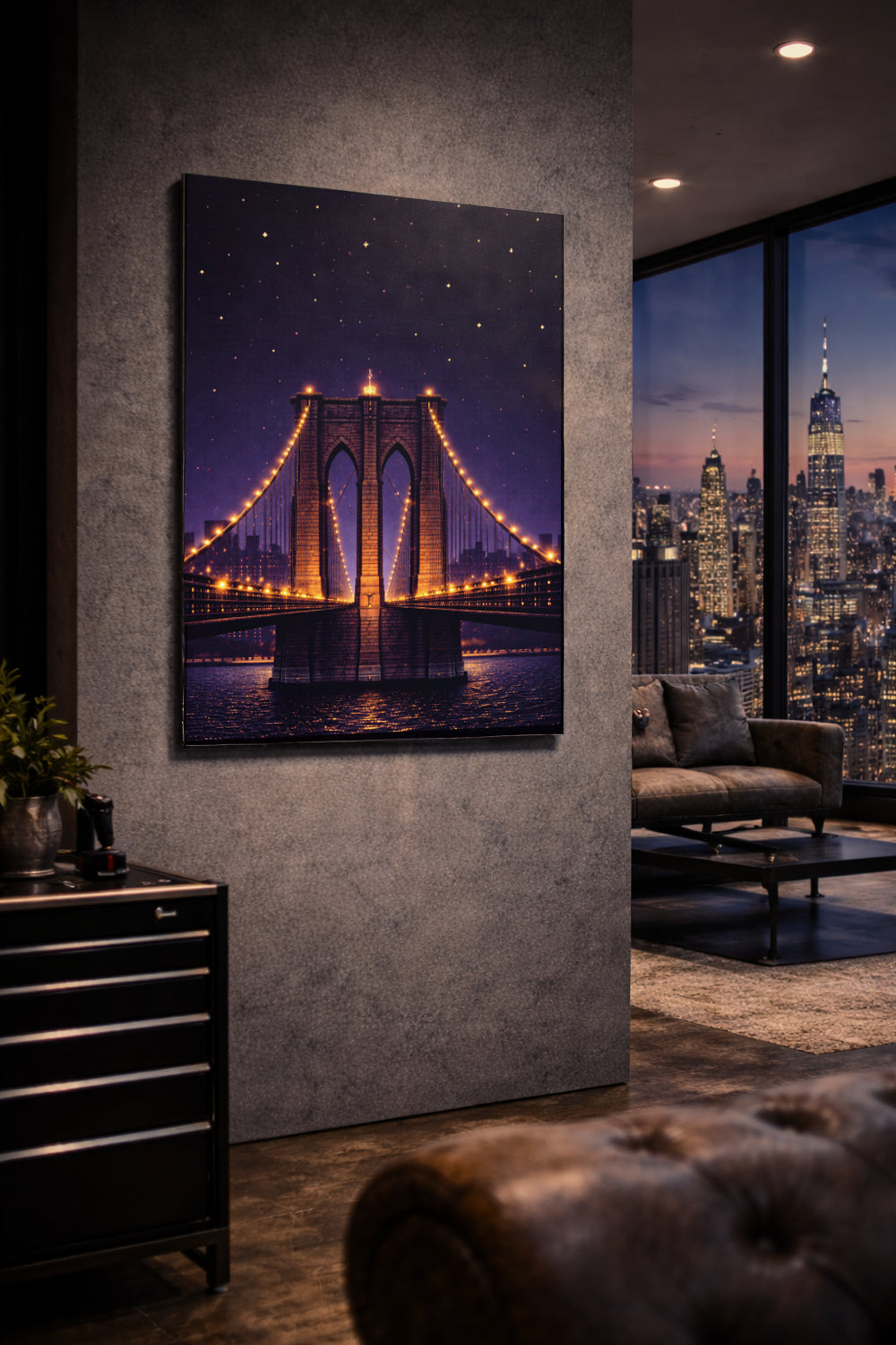 new york brooklyn bridge pixel pulse metal art dibond print wallart on a wall