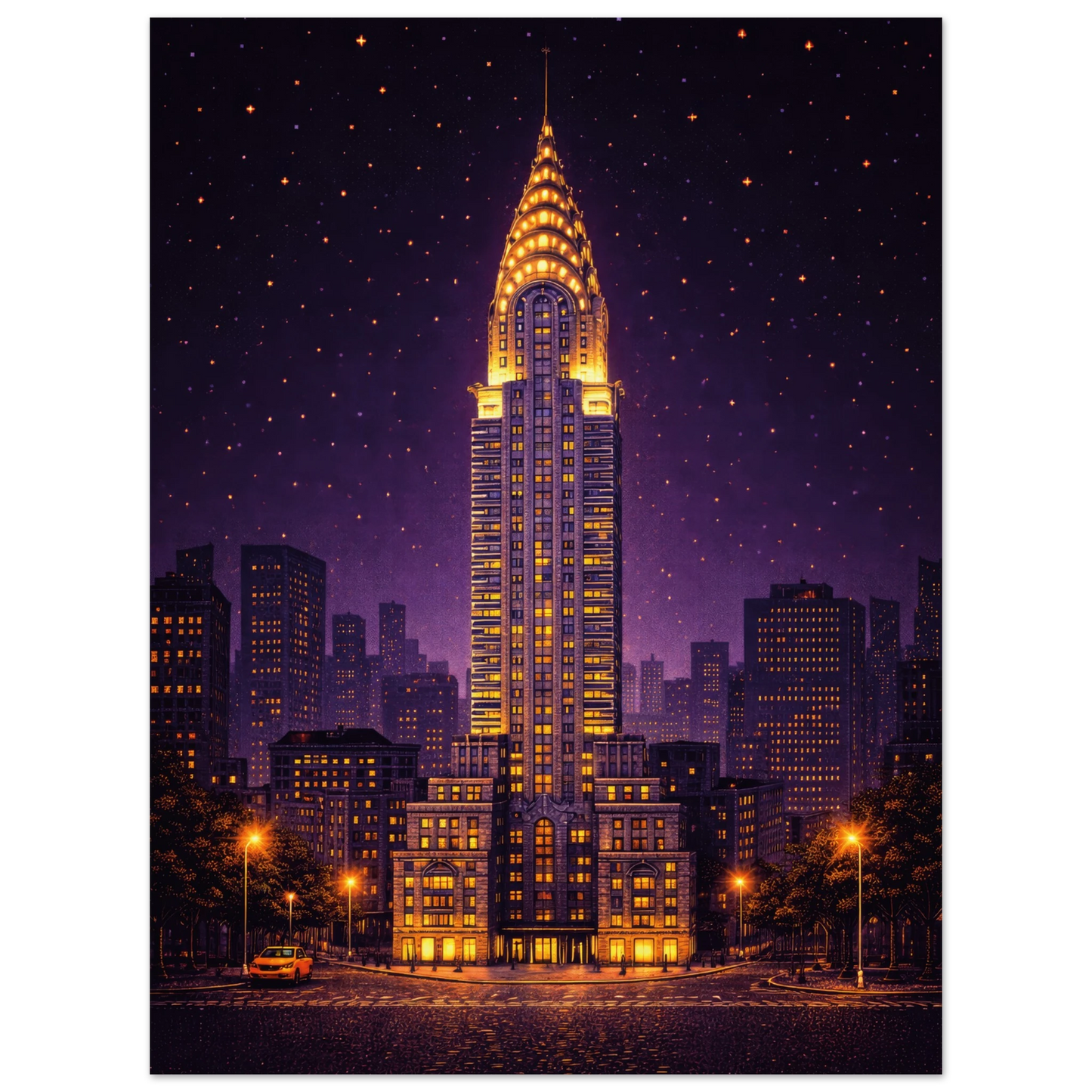 new york chrysler building pixel pulse metal art dibond print wallart