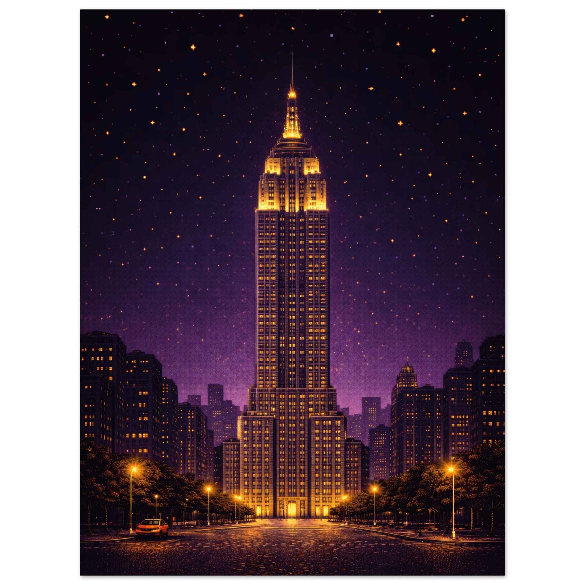 new york empire state building pixel pulse metal art dibond print wallart