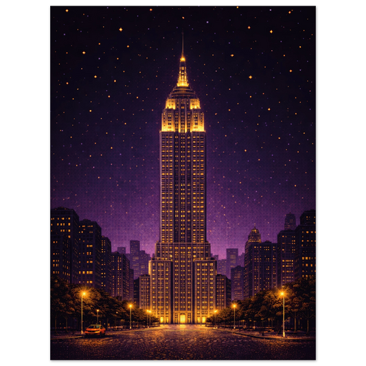 new york empire state building pixel pulse metal art dibond print wallart