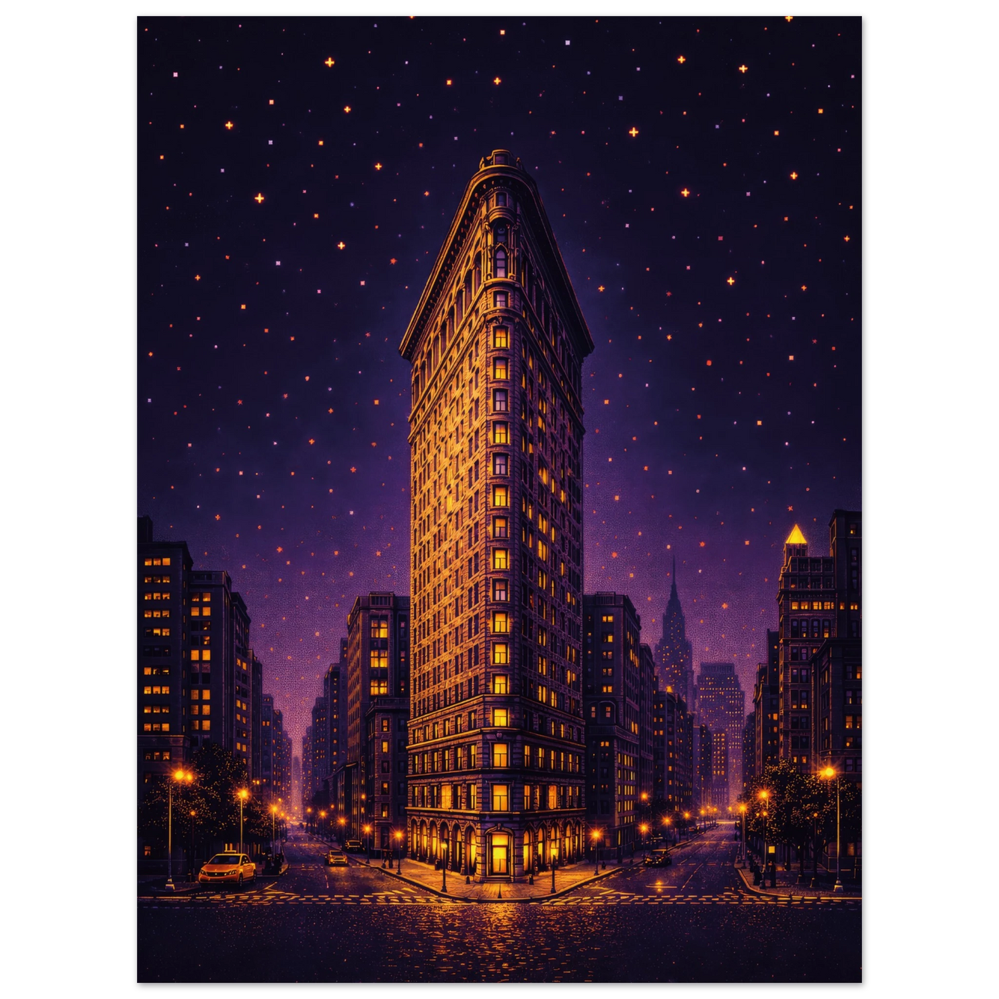 new york flatiron building pixel pulse metal art dibond print wallart