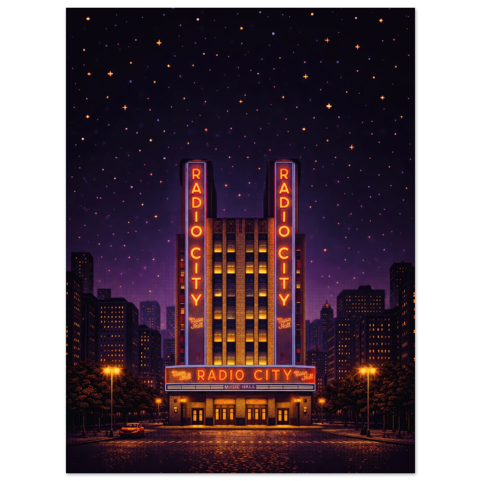 new york radio city music hall pixel pulse metal art dibond print wallart