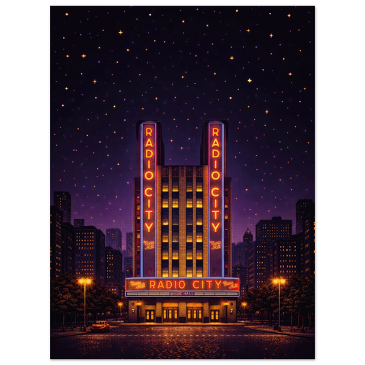 new york radio city music hall pixel pulse metal art dibond print wallart