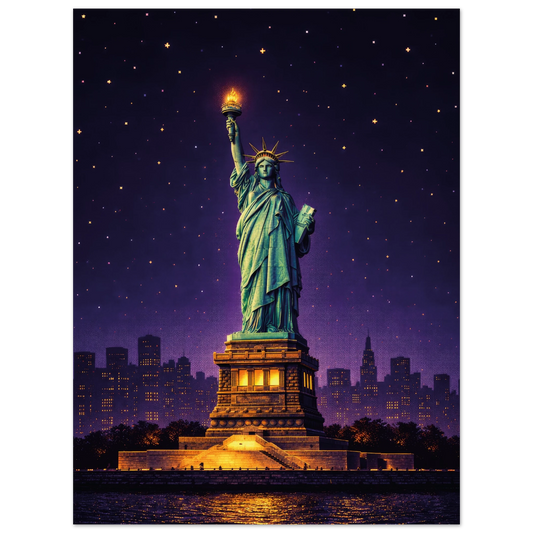 new york statue of liberty pixel pulse metal art dibond print wallart