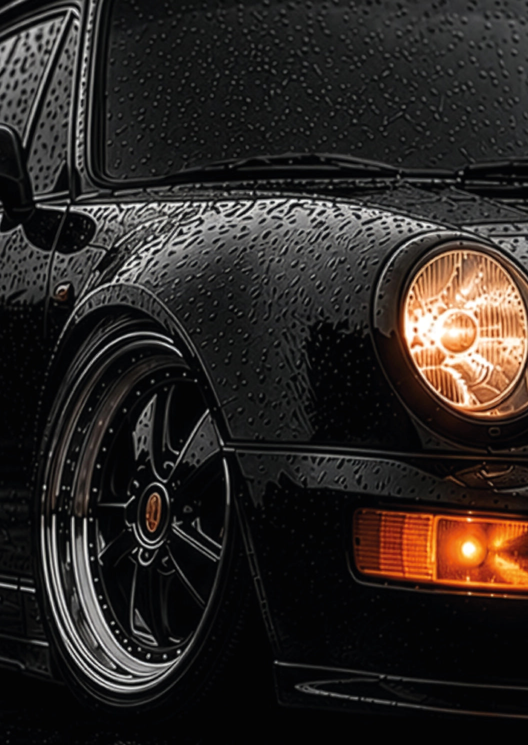 The Aircooled Widebody — Midnight Rain Noir Icons | Metal Wall Art
