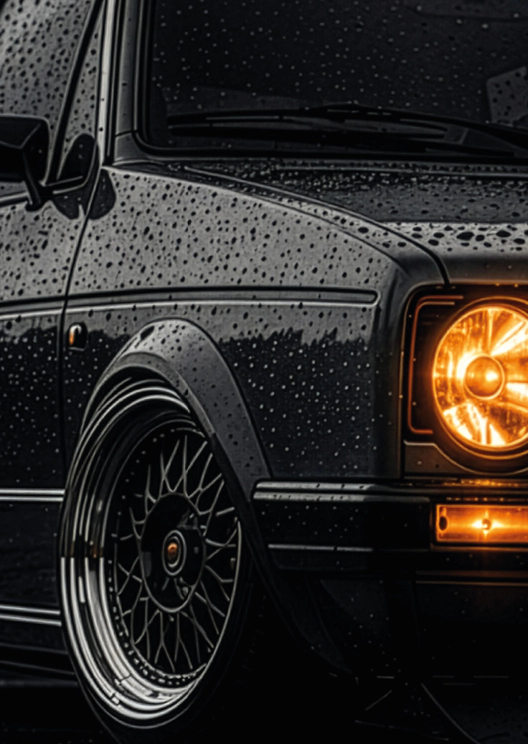 The Hot Hatch Origin — Midnight Rain Noir Icons | Metal Wall Art