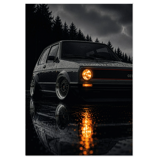 vw volkswagen golf gti mk1 metal wall art poster design